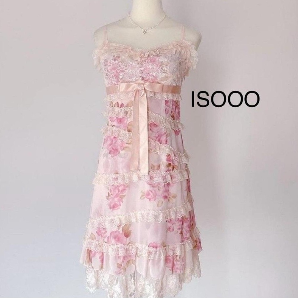 Floral Lace Pink Dress